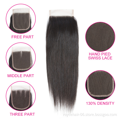 Hd Transparent Thin Skin Swiss 4x4 Hand-tied Closures, Brazilian Virgin Human Remy Hair 3 Part Lace Closure,3 Way Part Closure